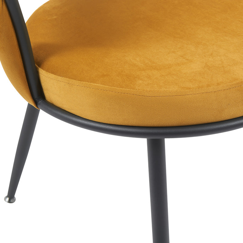 Πολυθρόνα Alkia σε Κίτρινο Βελούδο με Μαύρο Πόδι Μέταλλο 60x57x68