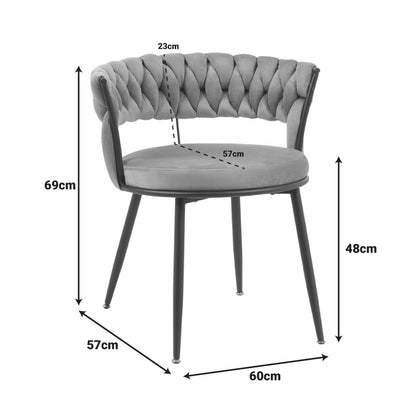 Πολυθρόνα Alkia σε Κίτρινο Βελούδο με Μαύρο Πόδι Μέταλλο 60x57x68