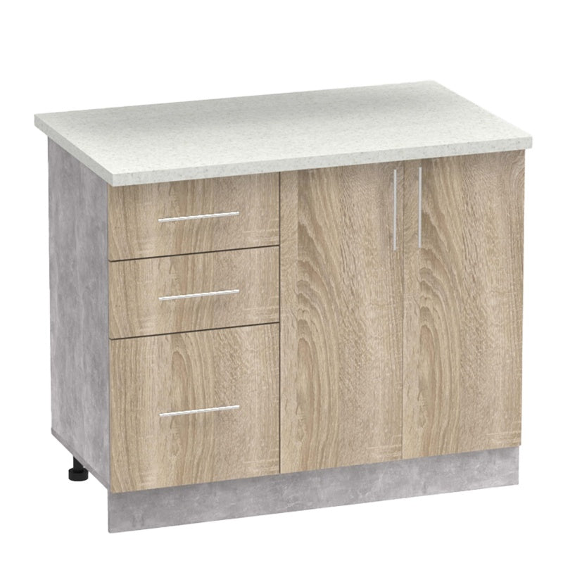 Σύνθεση Κουζίνας Festa I Μελαμίνη σε Sonoma Απόχρωση και Πάγκο σε Ανοιχτό Γκρι 100x60x85