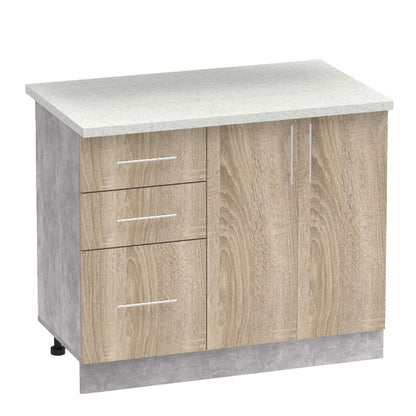 Σύνθεση Κουζίνας Festa I Μελαμίνη σε Sonoma Απόχρωση και Πάγκο σε Ανοιχτό Γκρι 100x60x85