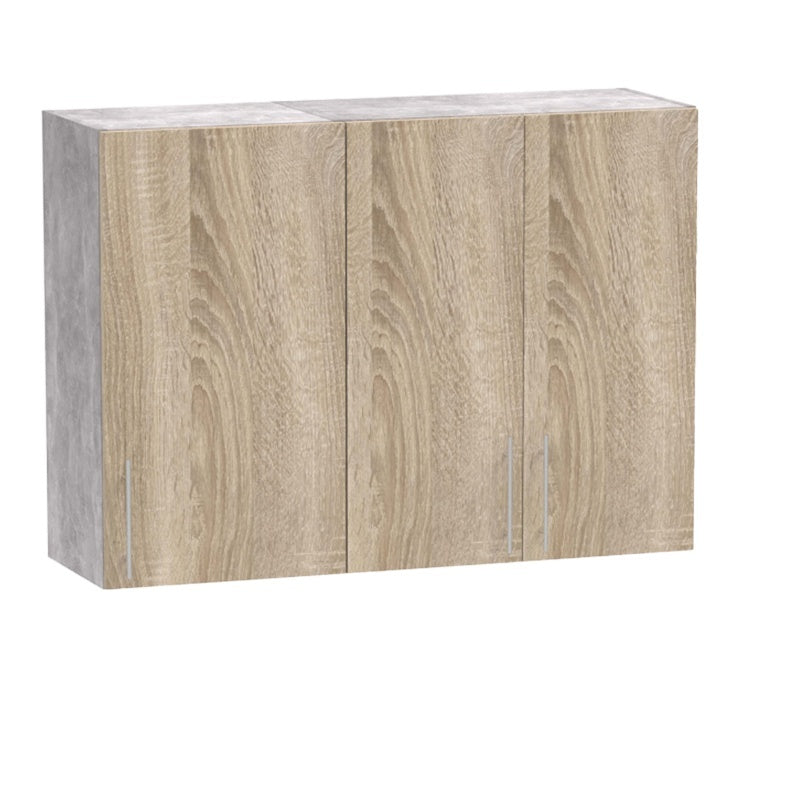 Σύνθεση Κουζίνας Festa I Μελαμίνη σε Sonoma Απόχρωση και Πάγκο σε Ανοιχτό Γκρι 100x60x85