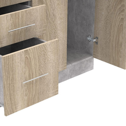 Σύνθεση Κουζίνας Festa I Μελαμίνη σε Sonoma Απόχρωση και Πάγκο σε Ανοιχτό Γκρι 100x60x85