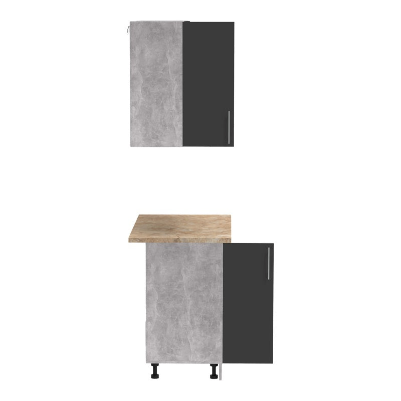 Σύνθεση Κουζίνας Festa I Μελαμίνη σε Ανθρακί και Πάγκο σε Sonoma Απόχρωση 100x60x85