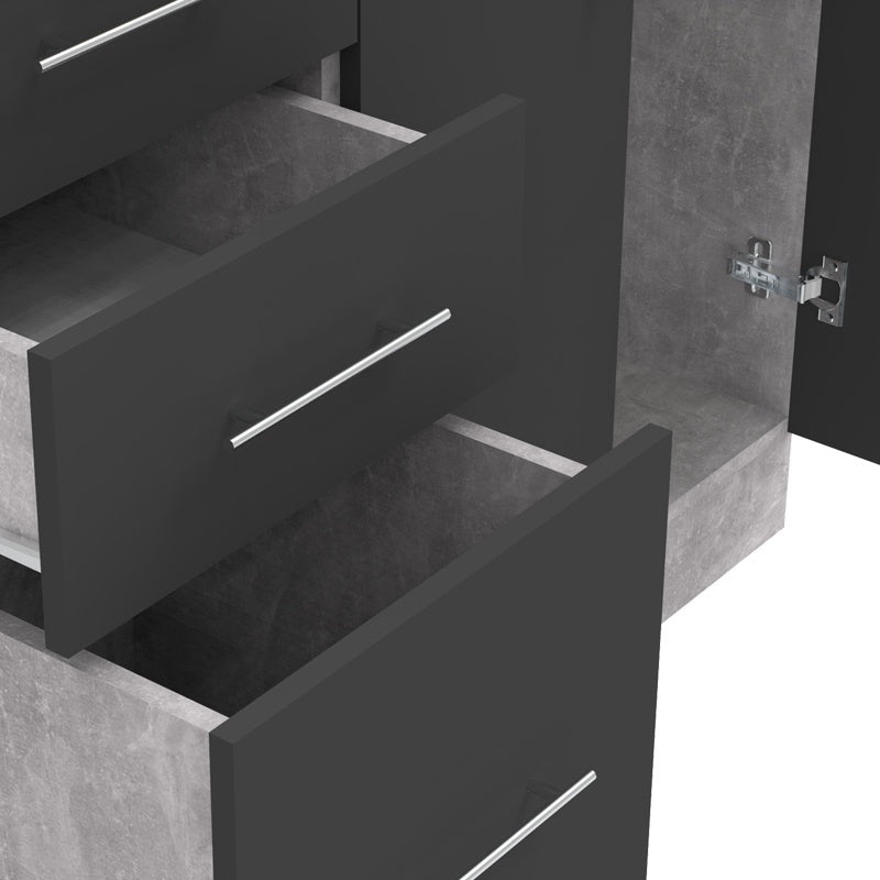 Σύνθεση Κουζίνας Festa I Μελαμίνη σε Ανθρακί και Πάγκο σε Sonoma Απόχρωση 100x60x85