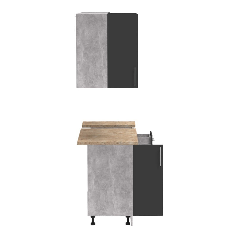 Σύνθεση Κουζίνας Festa II Μελαμίνη σε Ανθρακί και Πάγκο σε Sonoma Απόχρωση 120x60x85