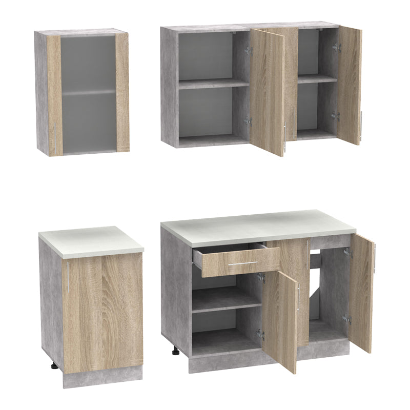 Σύνθεση Κουζίνας Festa IV Μελαμίνη σε Sonoma Απόχρωση 160x60x85