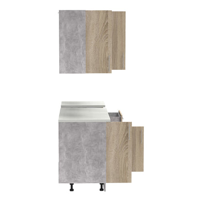 Σύνθεση Κουζίνας Festa IV Μελαμίνη σε Sonoma Απόχρωση 160x60x85