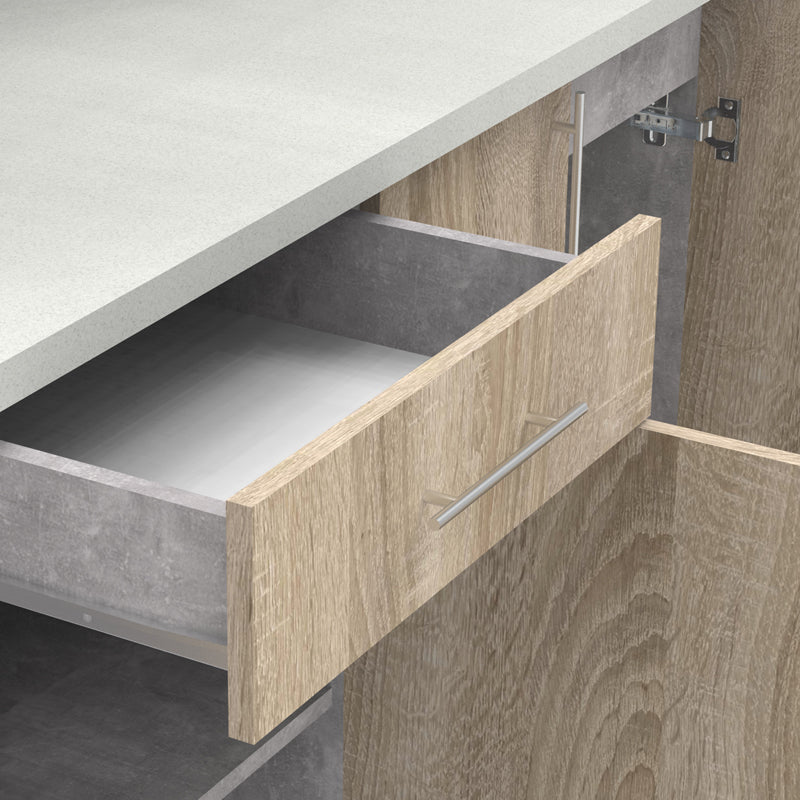 Σύνθεση Κουζίνας Festa IV Μελαμίνη σε Sonoma Απόχρωση 160x60x85