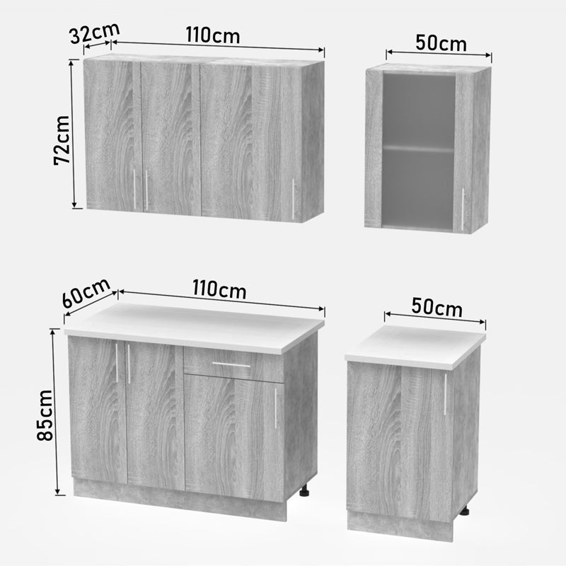 Σύνθεση Κουζίνας Festa IV Μελαμίνη σε Sonoma Απόχρωση 160x60x85
