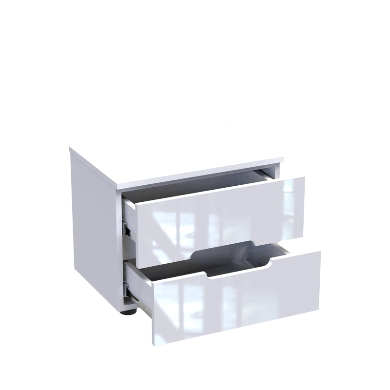 Κομοδίνο Afina MDF σε Λευκή Glossy Απόχρωση 50x35x41