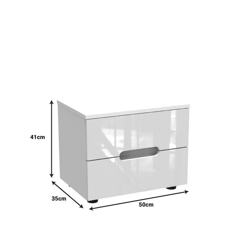 Κομοδίνο Afina MDF σε Λευκή Glossy Απόχρωση 50x35x41