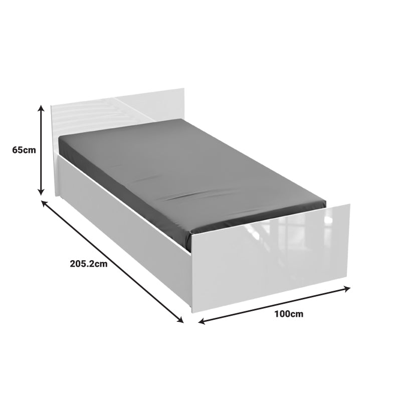 Κρεβάτι Μονό Afina σε Λευκή Glossy Απόχρωση 90x200εκ