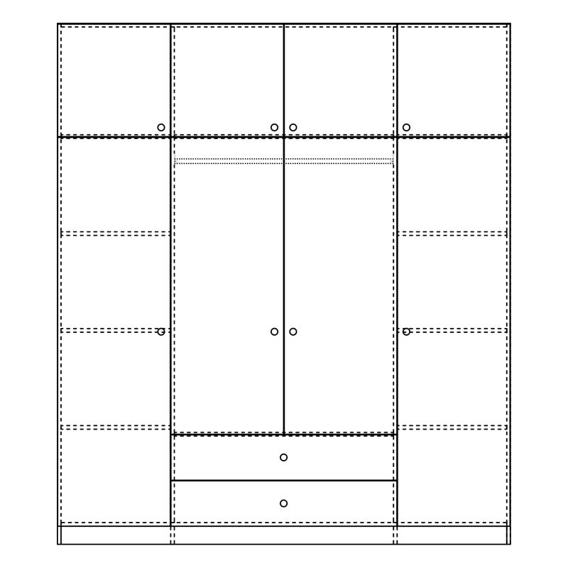 Ντουλάπα Τετράφυλλη με Συρτάρια Royal σε Sonoma Απόχρωση 200x58x230