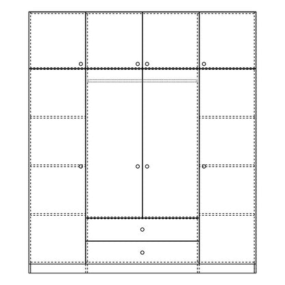Ντουλάπα Τετράφυλλη με Συρτάρια Royal σε Sonoma Απόχρωση 200x58x230
