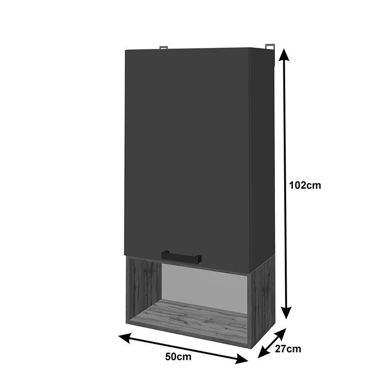 Σύνθετο Σαλονιού Poelfy σε Ανθρακί-Oak Απόχρωση 170x37.5x42