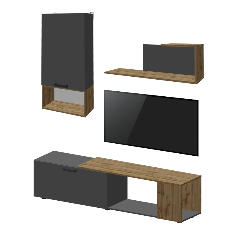 Σύνθετο Σαλονιού Poelfy σε Ανθρακί-Oak Απόχρωση 170x37.5x42