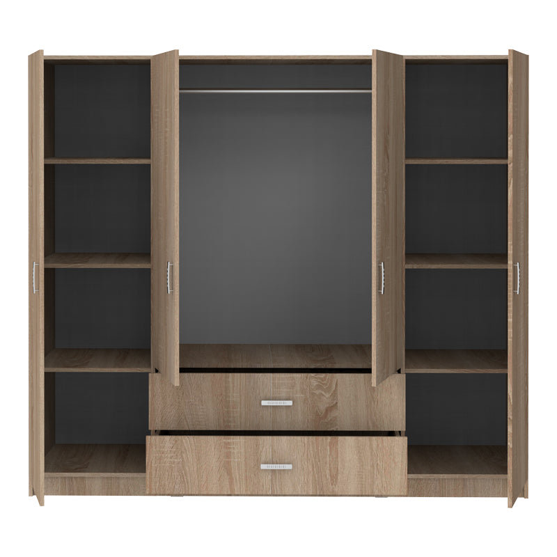Ντουλάπα Τετράφυλλη Royal με Συρτάρια Sonoma 200x58x177