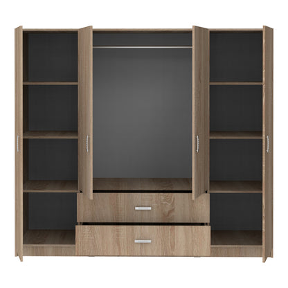 Ντουλάπα Τετράφυλλη Royal με Συρτάρια Sonoma 200x58x177