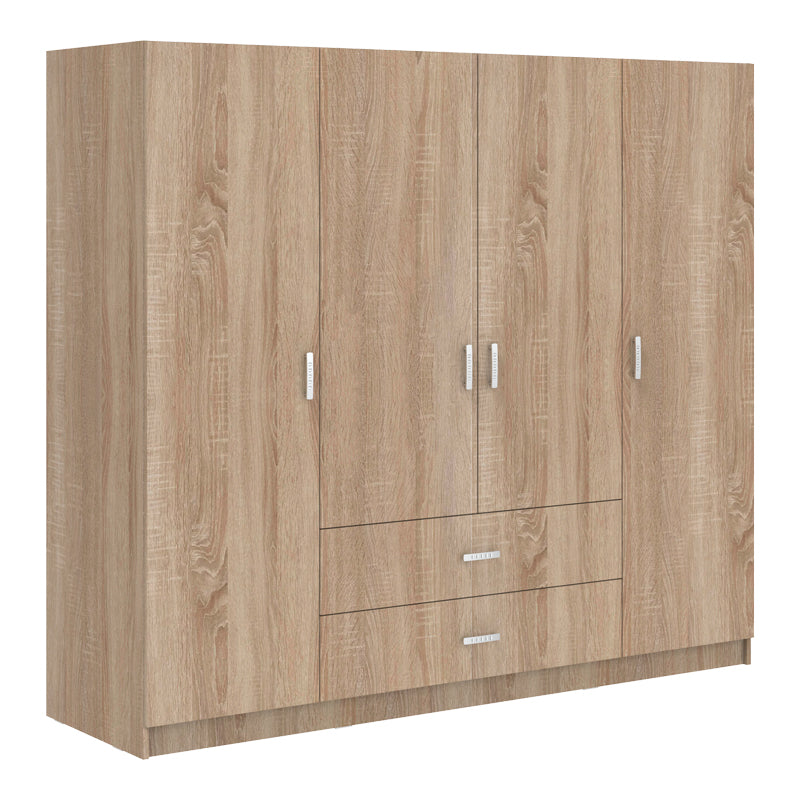 Ντουλάπα Τετράφυλλη Royal με Συρτάρια Sonoma 200x58x177