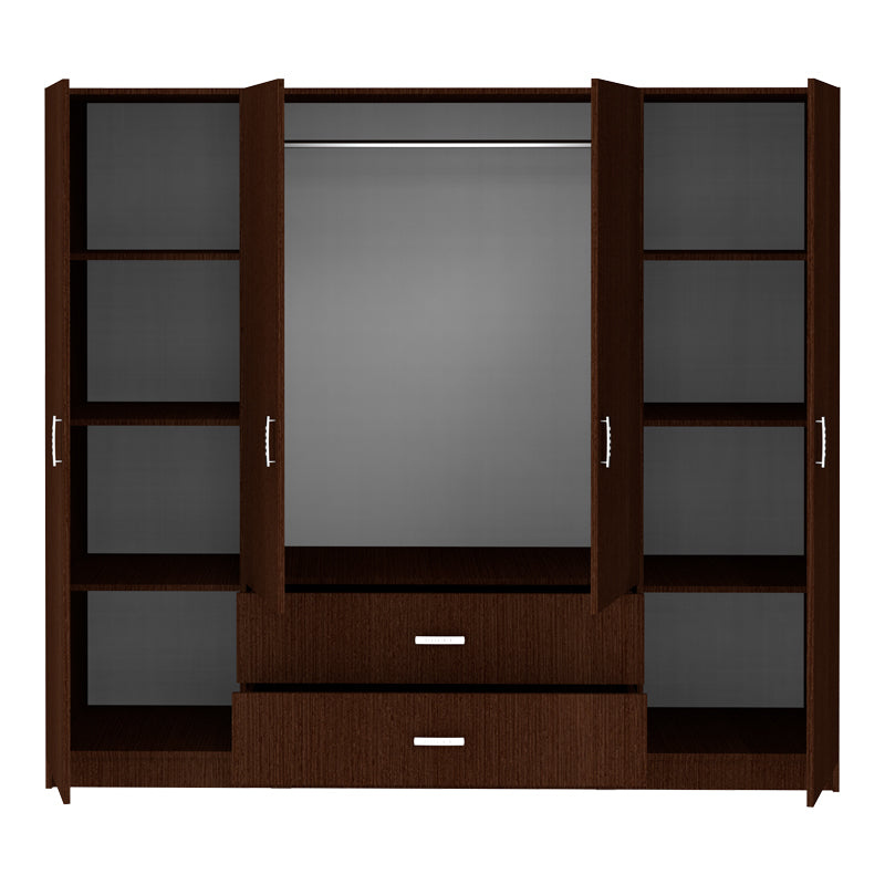 Ντουλάπα Τετράφυλλη Royal με Συρτάρια Wenge 200x58x177