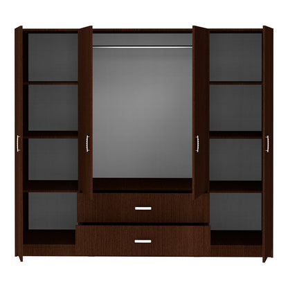 Ντουλάπα Τετράφυλλη Royal με Συρτάρια Wenge 200x58x177