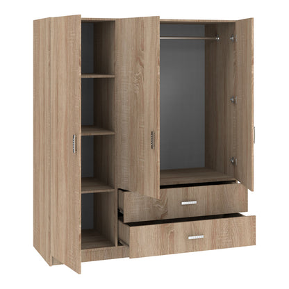 Ντουλάπα Τρίφυλλη Royal με Συρτάρια Sonoma 150x58x177