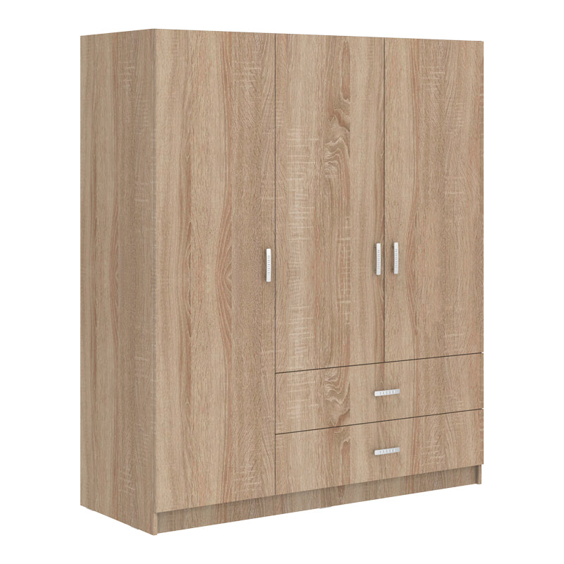 Ντουλάπα Τρίφυλλη Royal με Συρτάρια Sonoma 150x58x177