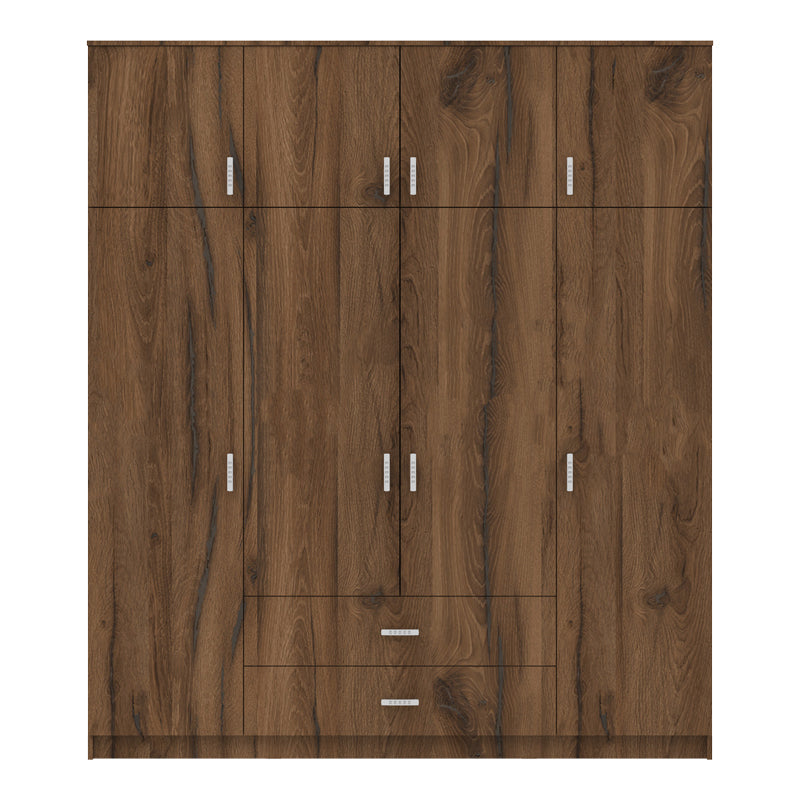 Ντουλάπα Τετράφυλλη με Συρτάρια Royal Καρυδι-Oak 200x58x230