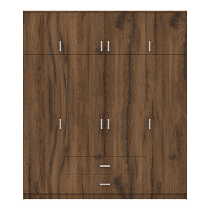 Ντουλάπα Τετράφυλλη με Συρτάρια Royal Καρυδι-Oak 200x58x230
