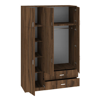 Ντουλάπα Τρίφυλλη με Συρτάρια Royal Καρυδι-Oak 150x58x230