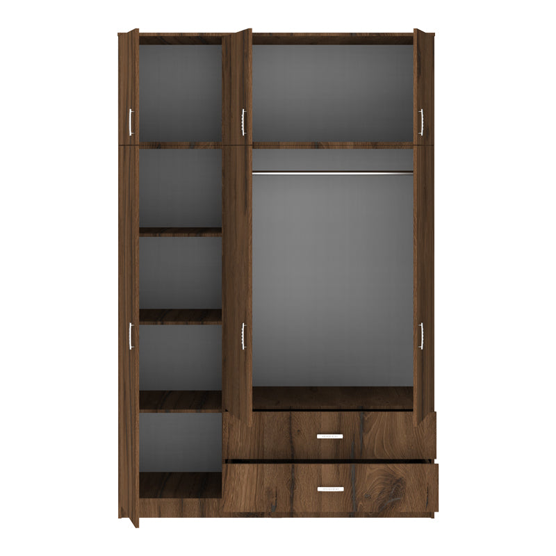 Ντουλάπα Τρίφυλλη με Συρτάρια Royal Καρυδι-Oak 150x58x230