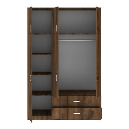 Ντουλάπα Τρίφυλλη με Συρτάρια Royal Καρυδι-Oak 150x58x230