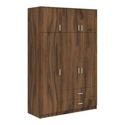 Ντουλάπα Τρίφυλλη με Συρτάρια Royal Καρυδι-Oak 150x58x230