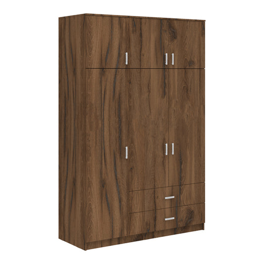 Ντουλάπα Τρίφυλλη με Συρτάρια Royal Καρυδι-Oak 150x58x230