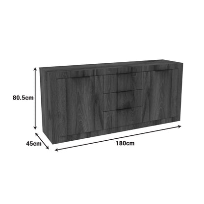 Μπουφές Doha Καρυδί με Oak 180x45x80.5