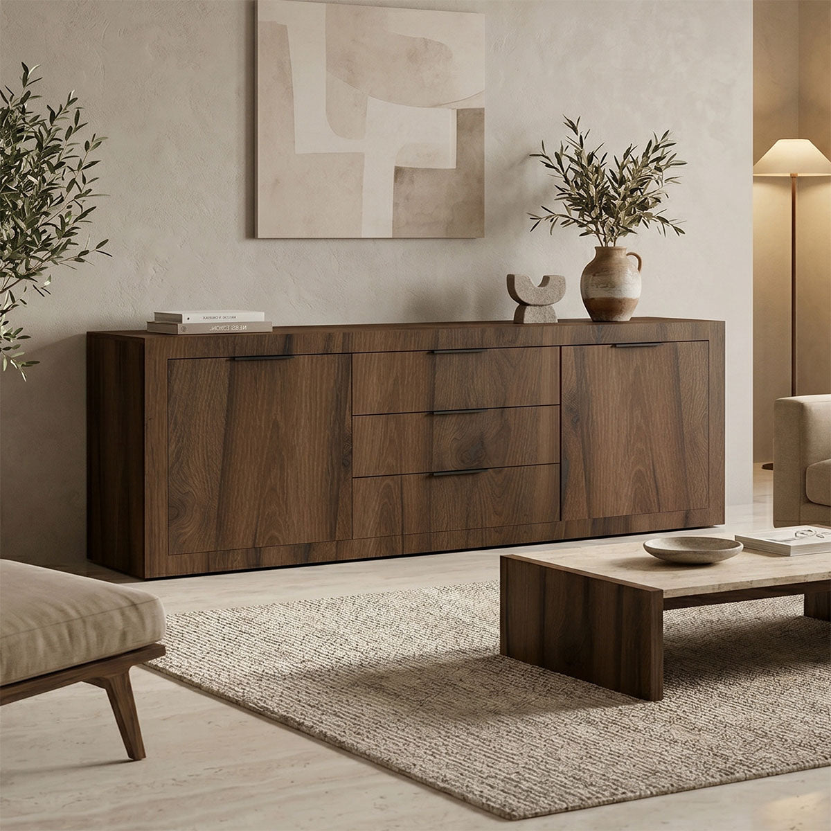 Μπουφές Doha Καρυδί με Oak 210x45x80.5