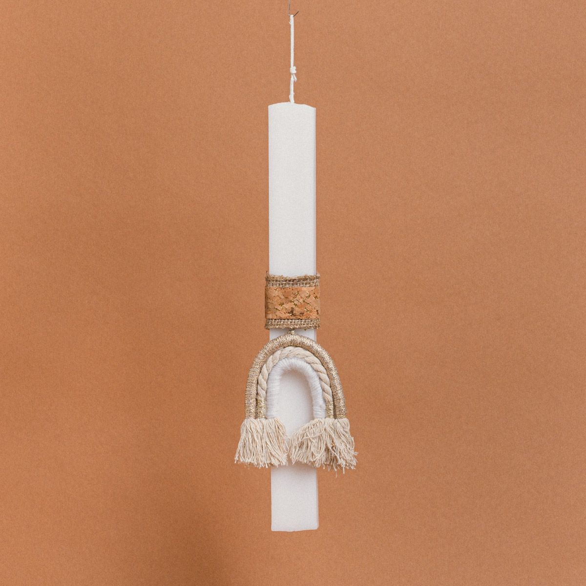 Λαμπάδα Στολισμένη Ουράνιο Τόξο Χρυσό Εκρού σε Συσκευασία Δώρου