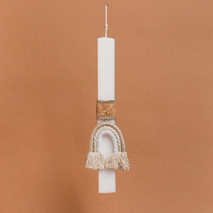 Λαμπάδα Στολισμένη Ουράνιο Τόξο Χρυσό Εκρού σε Συσκευασία Δώρου