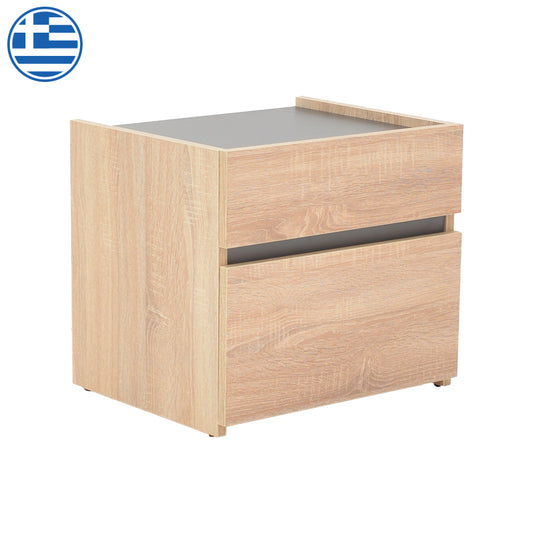    Κομοδίνο Comcie σε Φυσικό με Γκρι Απόχρωση 50x42x45.5εκ