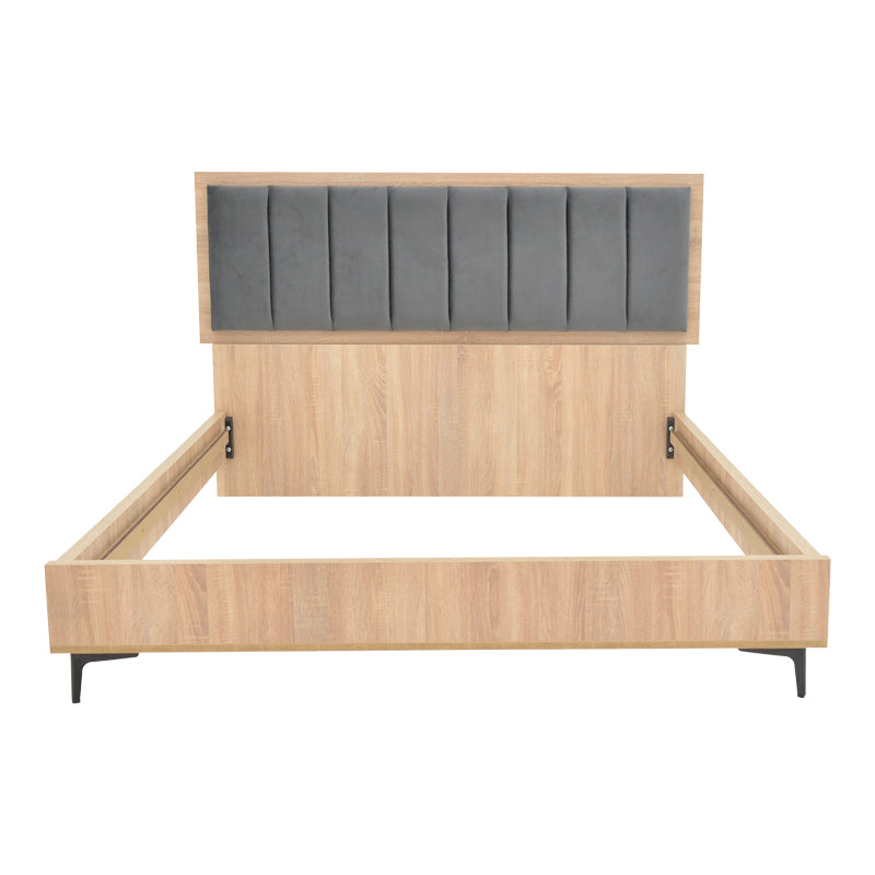 Κρεβάτι Διπλό Monacol σε Φυσική με Ανθρακί Απόχρωση 160x200εκ