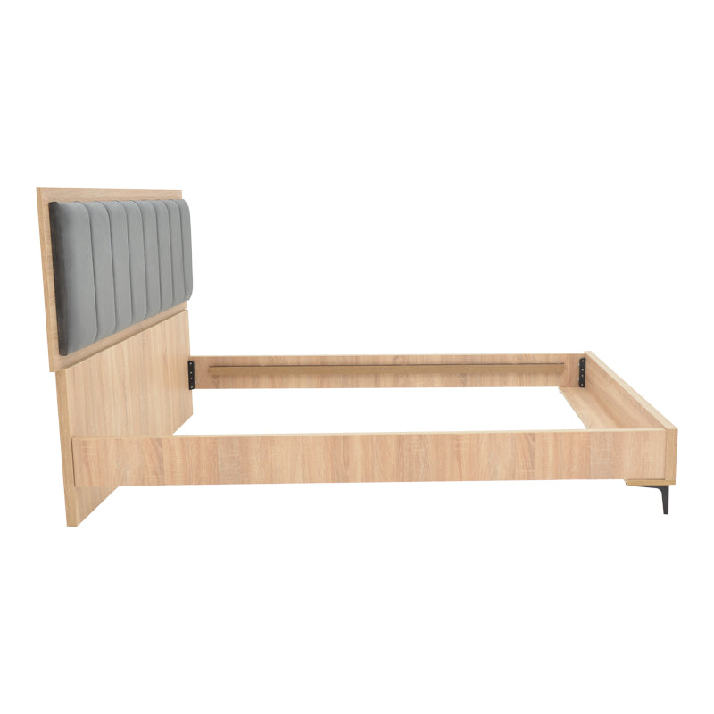 Κρεβάτι Διπλό Monacol σε Φυσική με Ανθρακί Απόχρωση 160x200εκ