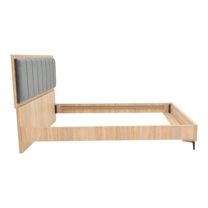 Κρεβάτι Διπλό Monacol σε Φυσική με Ανθρακί Απόχρωση 160x200εκ