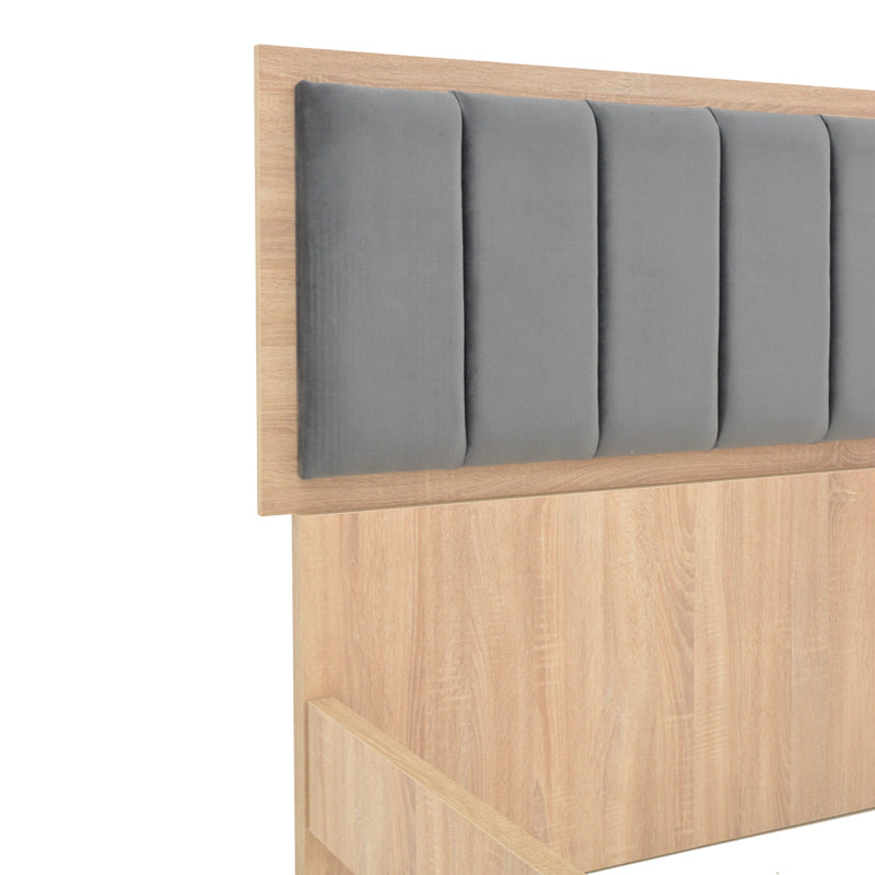 Κρεβάτι Διπλό Monacol σε Φυσική με Ανθρακί Απόχρωση 160x200εκ