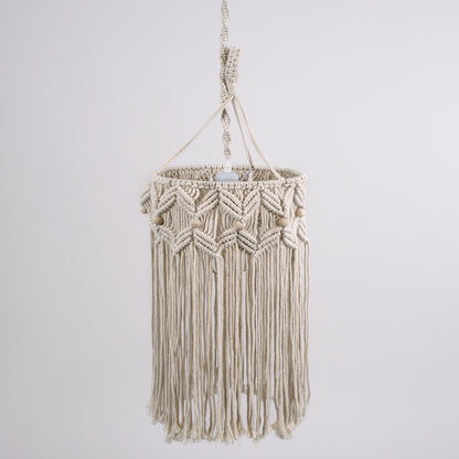 CONGO 36206 Boho - Μακραμέ - Macrame Κρεμαστό Φωτιστικό Οροφής Μονόφωτο 1 x E27 Πλεκτό Χειροποίητο Μπεζ Υφασμάτινο με Σχοινί Φ30 x Υ50cm