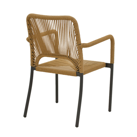 Πολυθρόνα Αλουμινίου Norture Στοιβαζόμενη Ανθρακί Σκελετός - PE Rattan σε Φυσική Απόχρωση 57x63x82