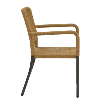 Πολυθρόνα Αλουμινίου Norture Στοιβαζόμενη Ανθρακί Σκελετός - PE Rattan σε Φυσική Απόχρωση 57x63x82