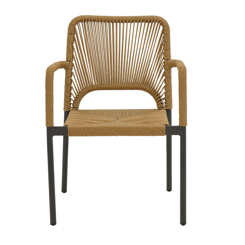 Πολυθρόνα Αλουμινίου Norture Στοιβαζόμενη Ανθρακί Σκελετός - PE Rattan σε Φυσική Απόχρωση 57x63x82