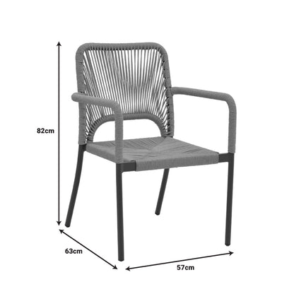 Πολυθρόνα Αλουμινίου Norture Στοιβαζόμενη Ανθρακί Σκελετός - PE Rattan σε Φυσική Απόχρωση 57x63x82