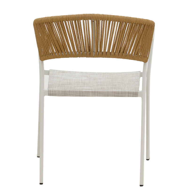 Πολυθρόνα Αλουμινίου Glisten Στοιβαζόμενη Λευκός Σκελετός-Textilene Γκρι - PE Rattan σε Φυσική Απόχρωση 58x56x82