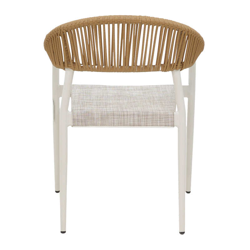 Πολυθρόνα Αλουμινίου Elation Στοιβαζόμενη Λευκός Σκελετός-Textilene Γκρι και Rattan σε Φυσική Απόχρωση 57x56x78